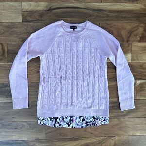 The Limited Purple Cable Knit Sweater with Faux Dress Shirt size Small